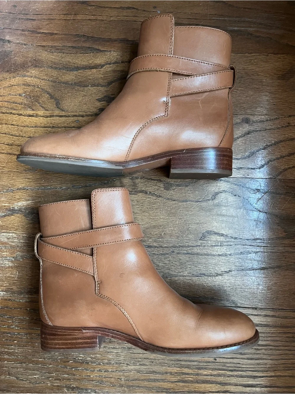 Tory Burch Brooke Leather Ankle Boots Perfect Brown Buckle Booties Size 6.5